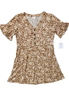 NEW! Women's LC LAUREN CONRAD Floral Flounce Sleeve Mini Dress Size XL